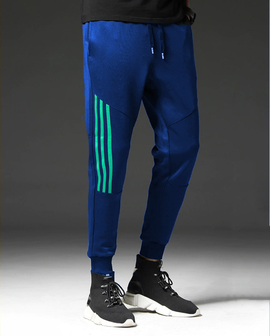 Blue Striped Polyester Trendy Joggers