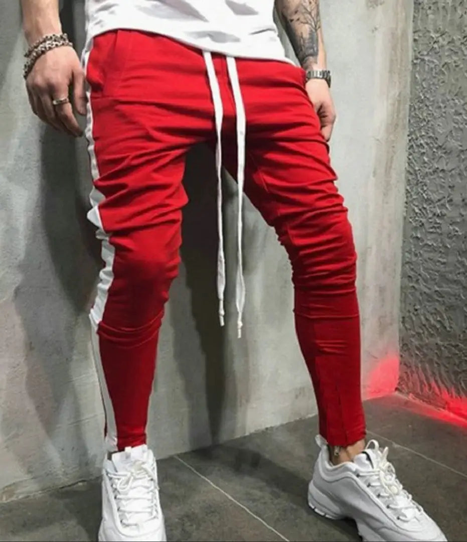 Stylish Red Cotton Blend Solid Joggers For Men