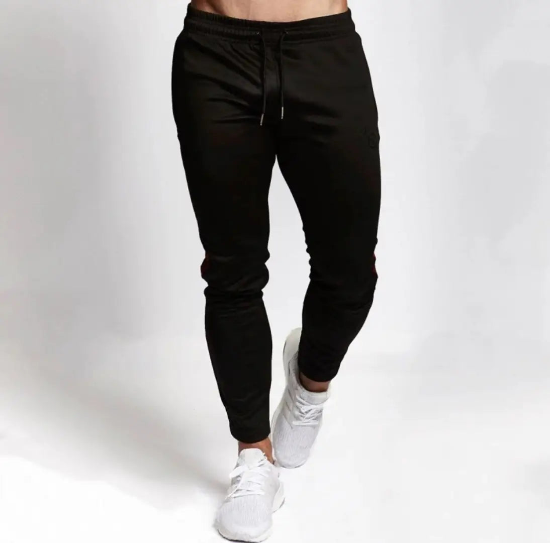 Men's Black Polyester Blend Self Pattern Slim Fit Joggers