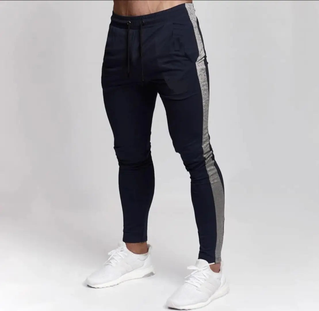 Men's Navy Blue Polyester Blend Self Pattern Slim Fit Joggers