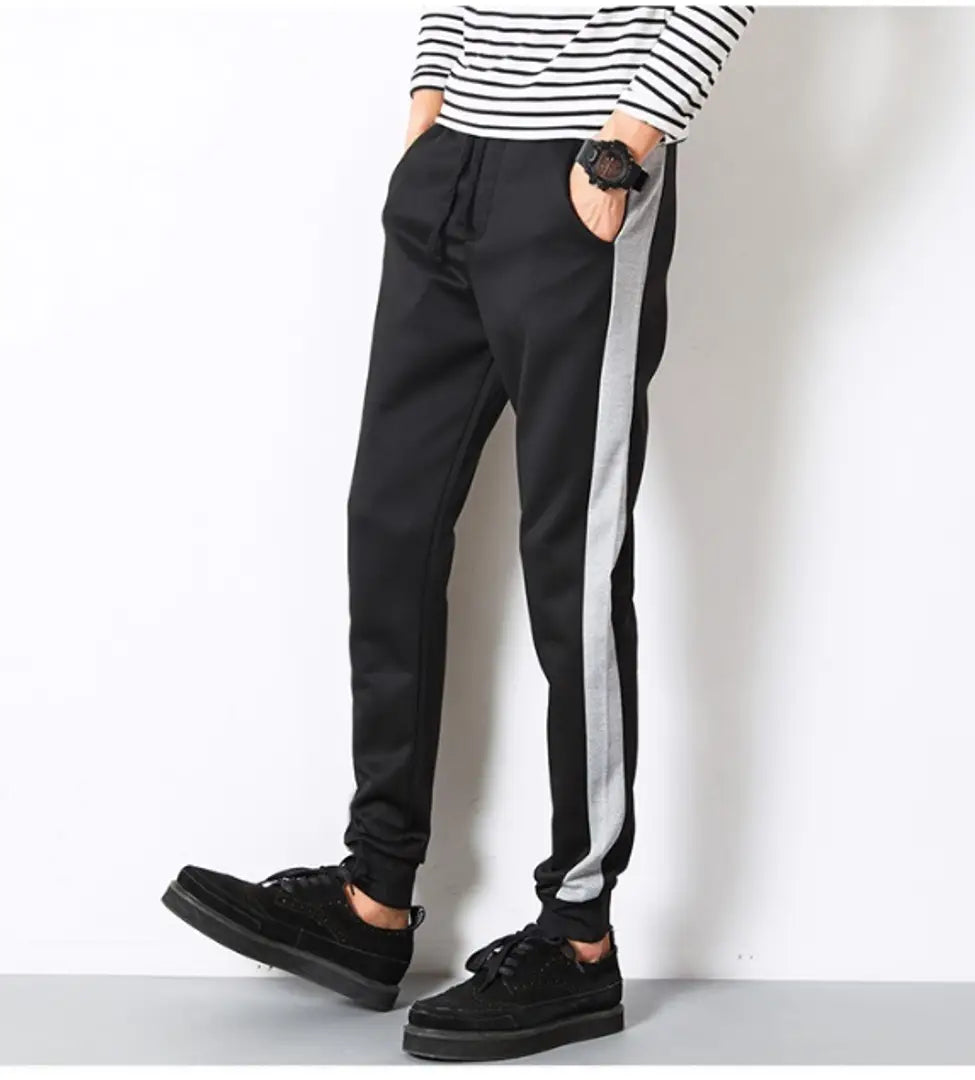 Men's Black Polyester Blend Self Pattern Slim Fit Joggers