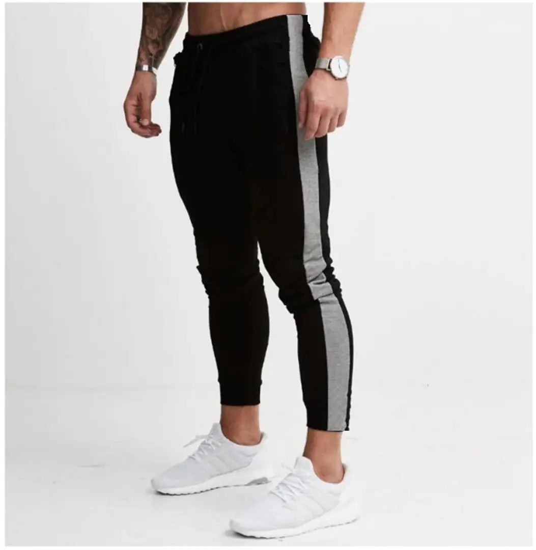 Men's Black Polyester Blend Self Pattern Slim Fit Joggers
