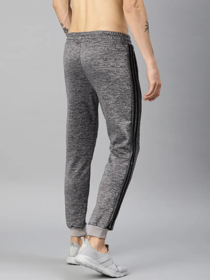 Men's Grey Polyester Blend Self Pattern Slim Fit Joggers