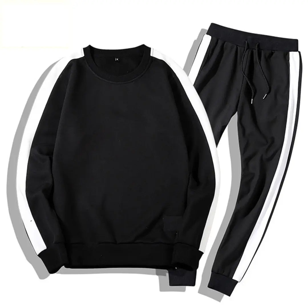 Mens black fleece tracksuit sales
