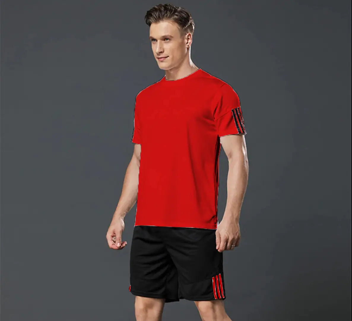 Men's Multicolored Sports T Shirt Shorts Set