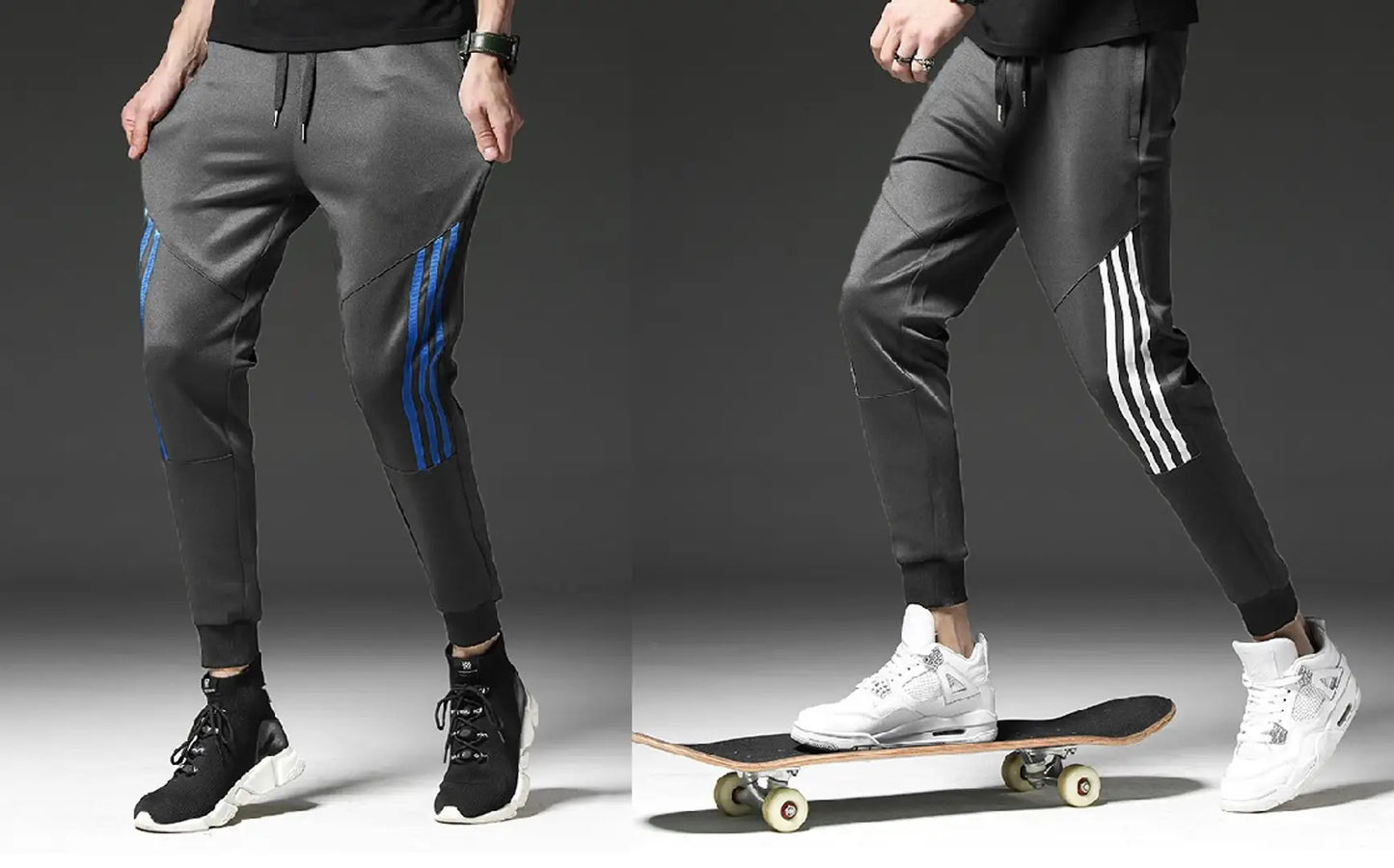 Men Grey Solid Polyester Slim Fit Joggers (Pack of 2)