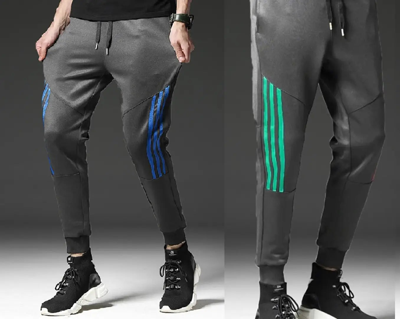 Men Grey Solid Polyester Slim Fit Joggers (Pack of 2)