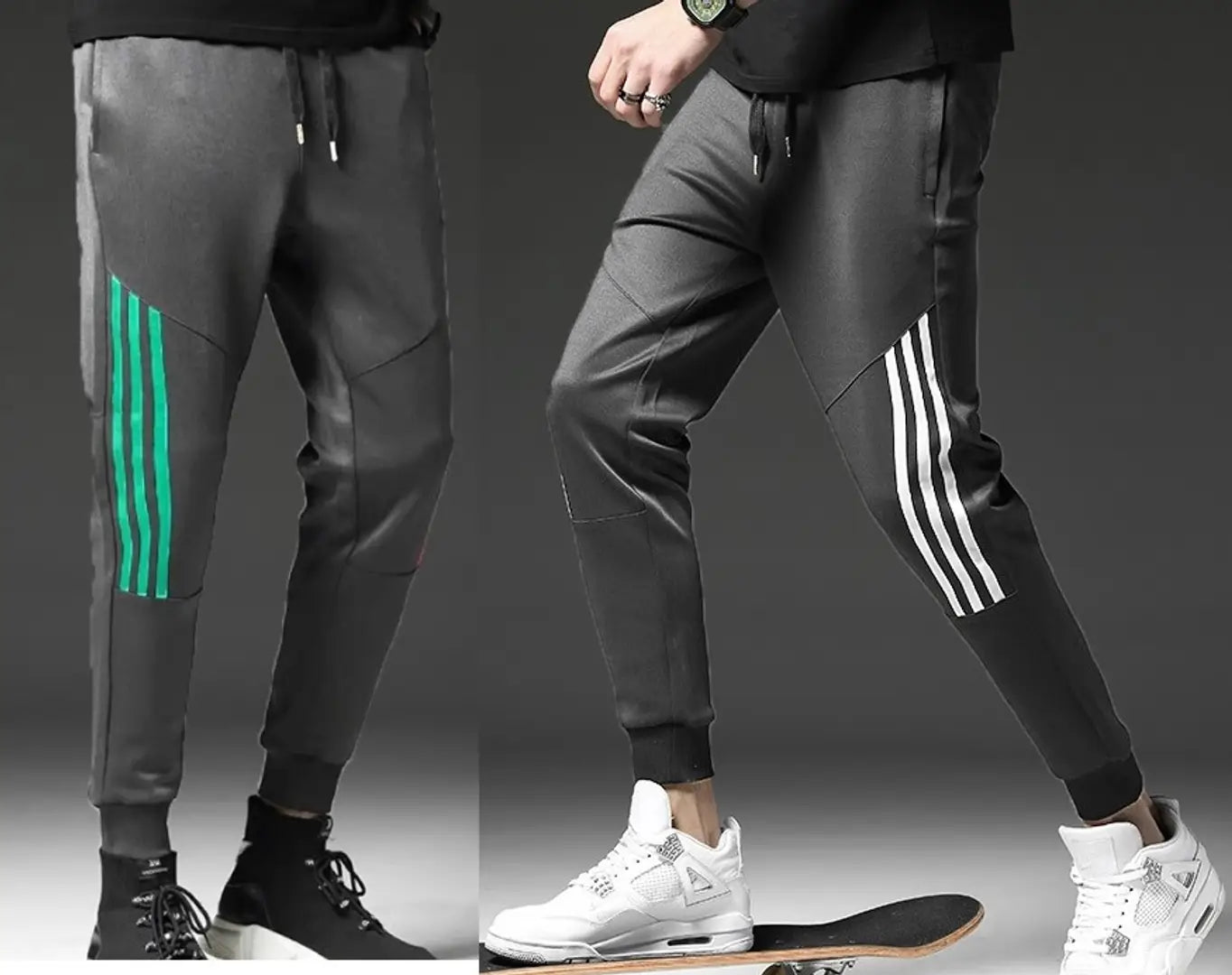 Men Grey Solid Polyester Slim Fit Joggers (Pack of 2)