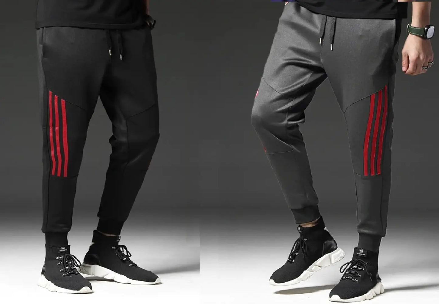 Men Multicoloured Solid Polyester Slim Fit Joggers (Pack of 2)