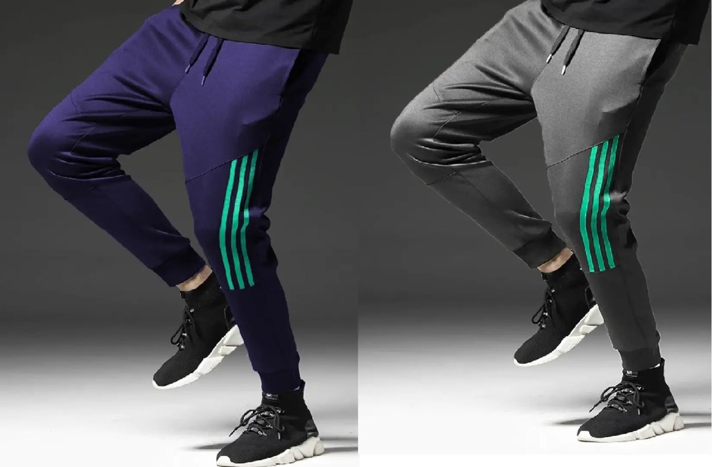 Men Multicoloured Solid Polyester Slim Fit Joggers (Pack of 2)