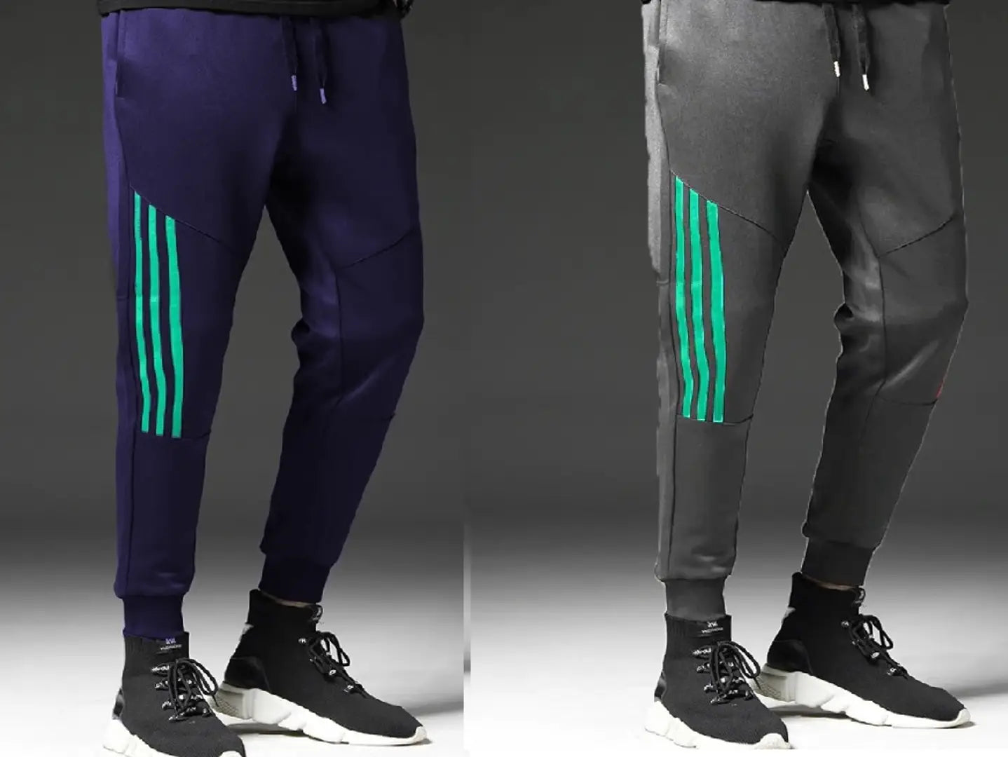Men Multicoloured Solid Polyester Slim Fit Joggers (Pack of 2)