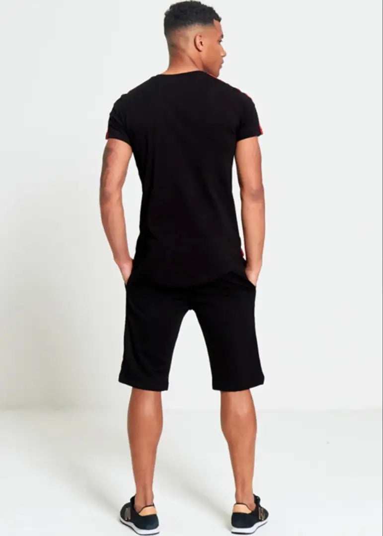 StyleRoad Black Solid Polycotton Sports Tees Shorts Set