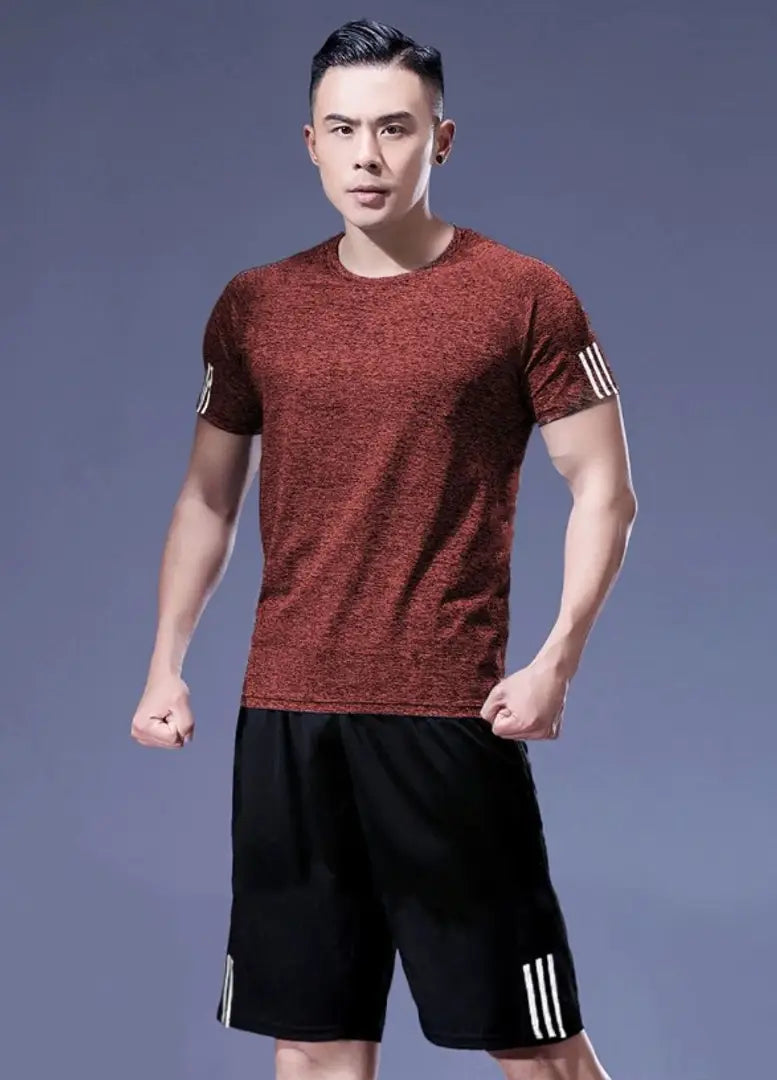 Men's Red Polyester Striped Regular Fit Track Vests and Pants
