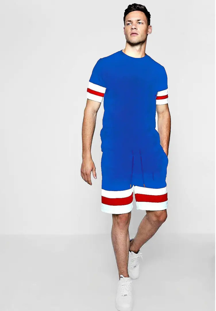 Men's Blue Polycotton Slim Fit Track top and Bottom Set
