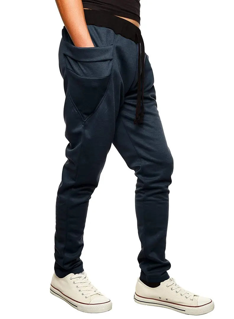 Stylish Navy Blue Polycotton Solid Joggers For Men