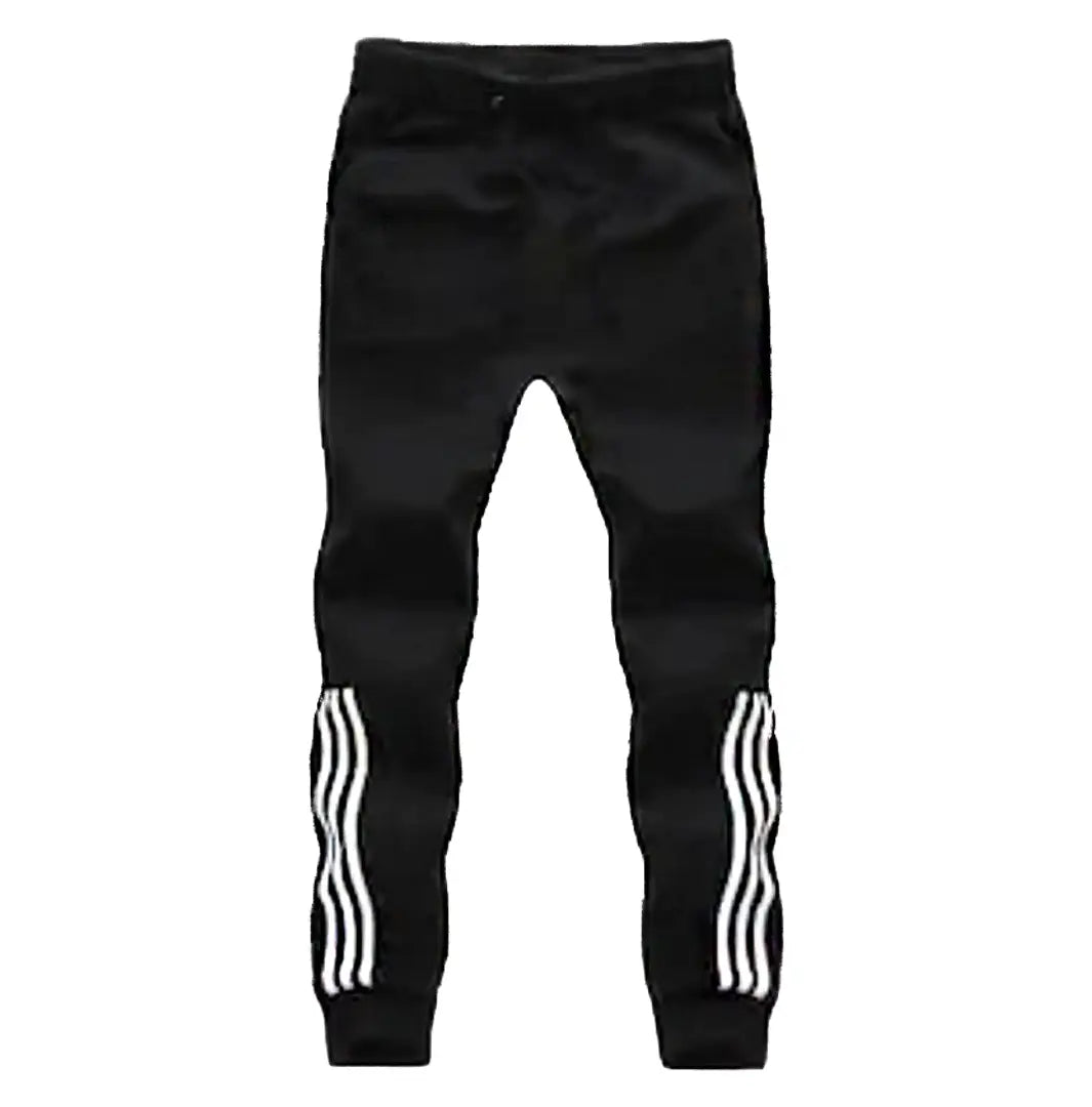 Stylish Black Cotton Blend Striped Joggers For Men
