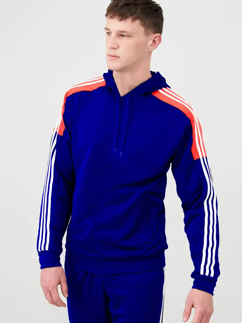 Fabulous Blue Fleece Striped Tracksuits For Men
