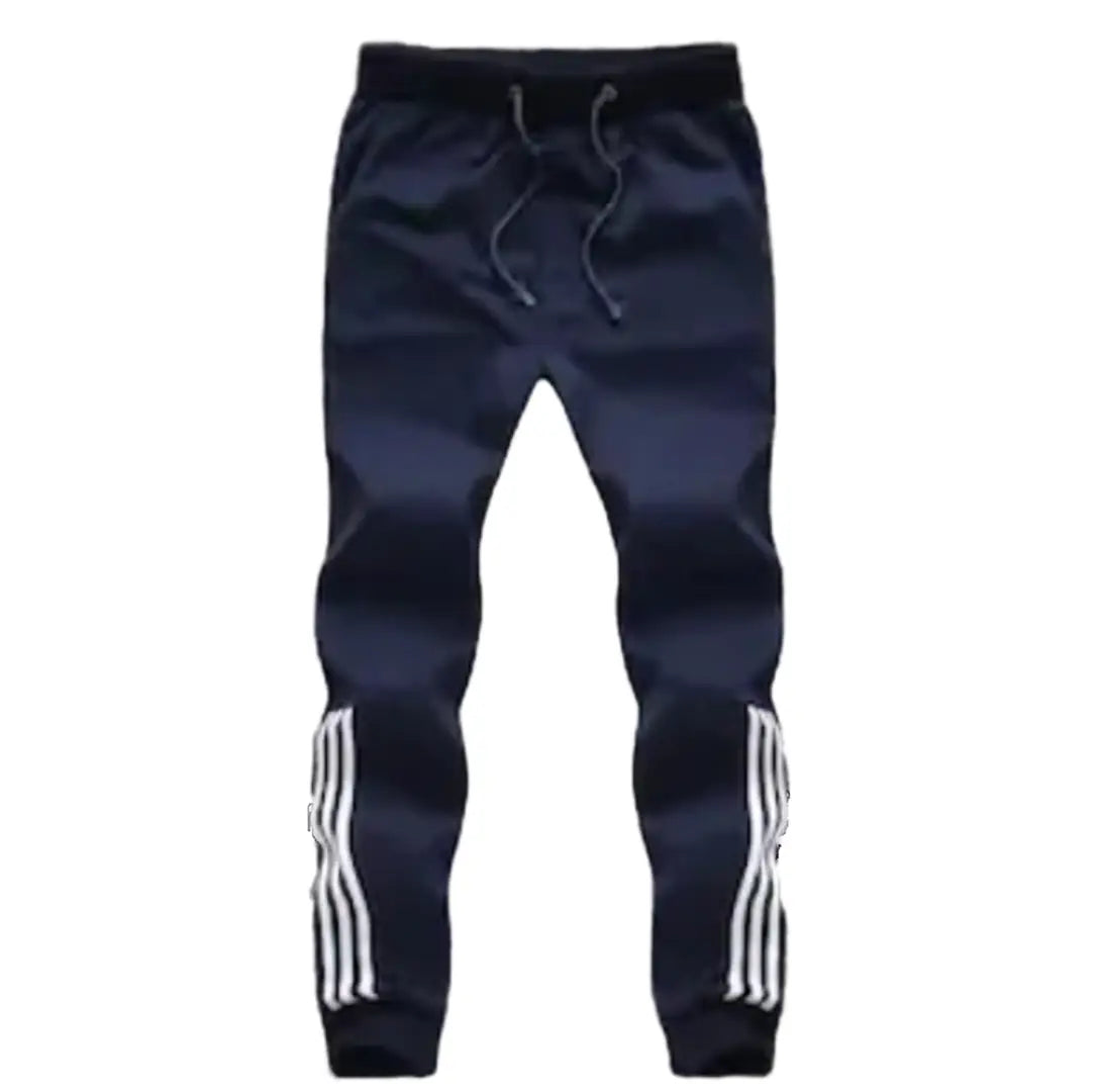 Stylish Navy Blue Cotton Blend Striped Joggers For Men