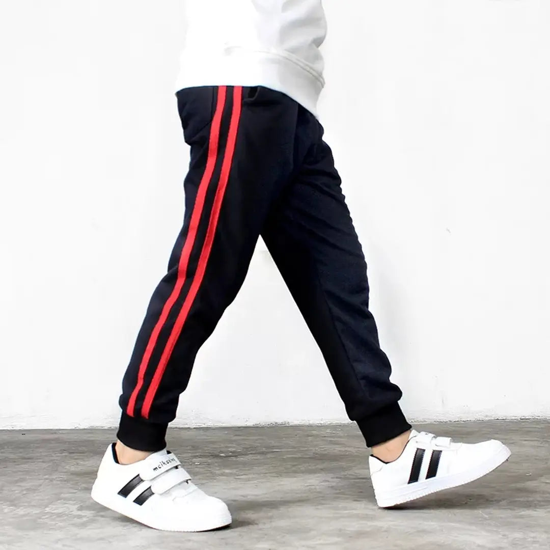 Stylish Black Cotton Blend Striped Joggers For Men