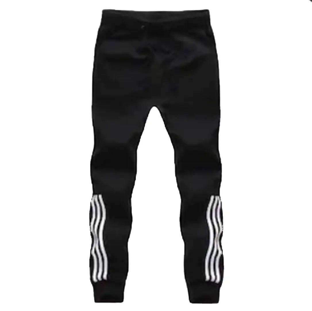 Stylish Black Cotton Blend Striped Joggers For Men