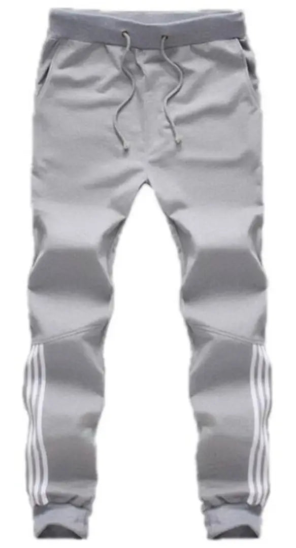 Stylish Grey Cotton Blend Striped Joggers For Men