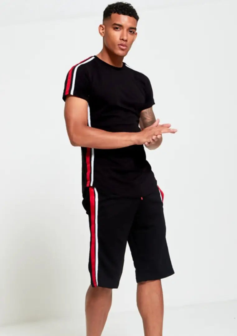 StyleRoad Black Solid Polycotton Sports Tees  Shorts Set