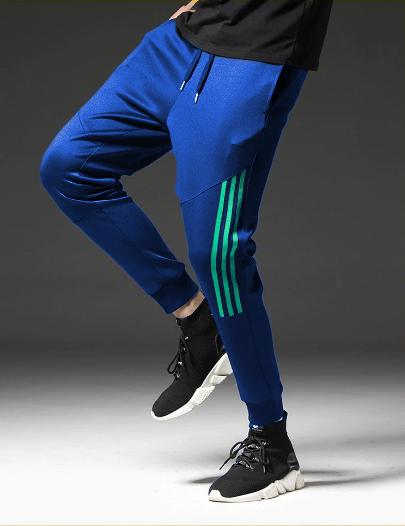 Blue Striped Polyester Trendy Joggers