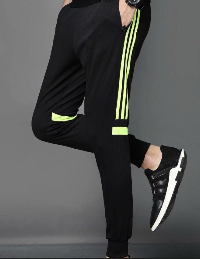 Black Striped Polyester Trendy Joggers