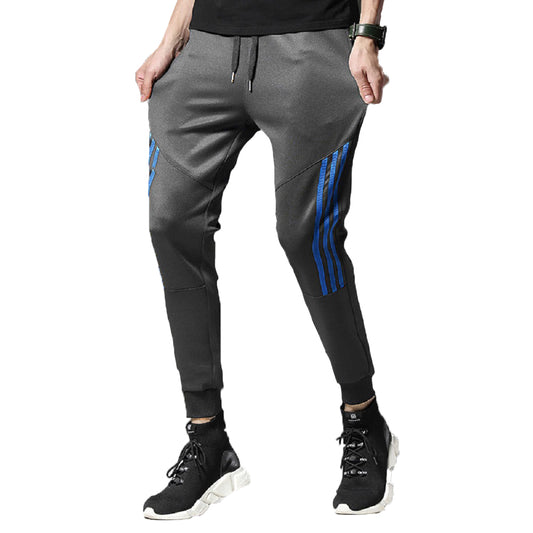 Grey Striped Polyester Trendy Joggers