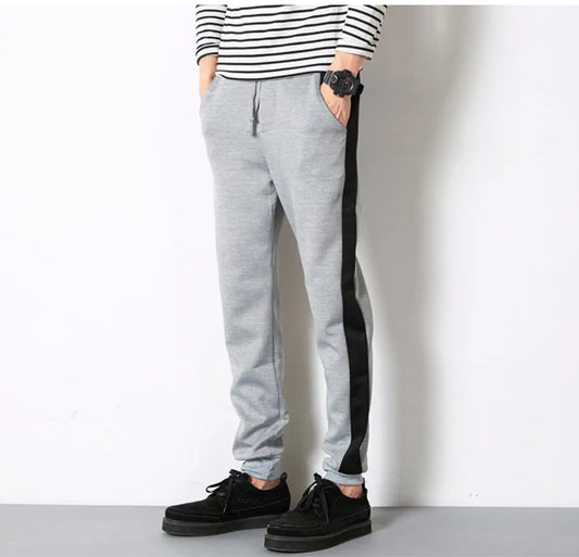 Men's Grey Polyester Blend Self Pattern Slim Fit Joggers