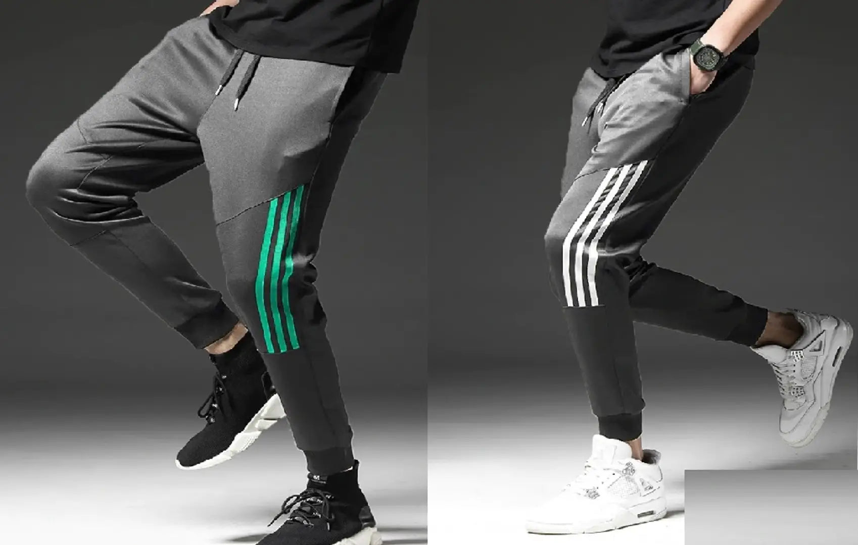 Men Grey Solid Polyester Slim Fit Joggers (Pack of 2)