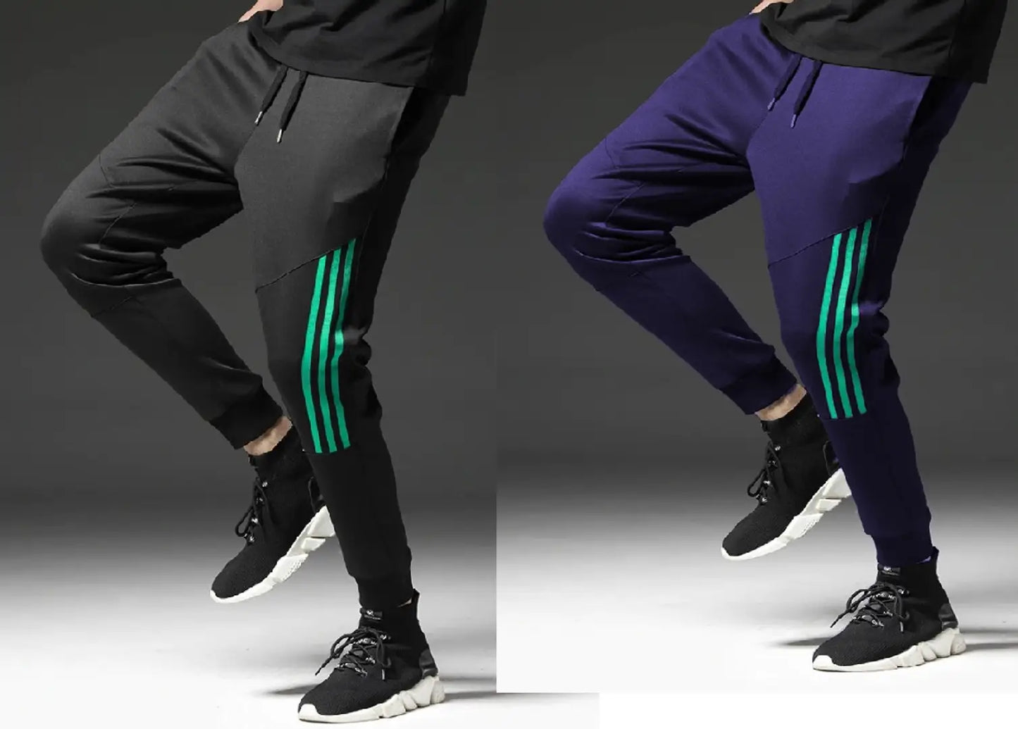 Men Multicoloured Solid Polyester Slim Fit Joggers (Pack of 2)