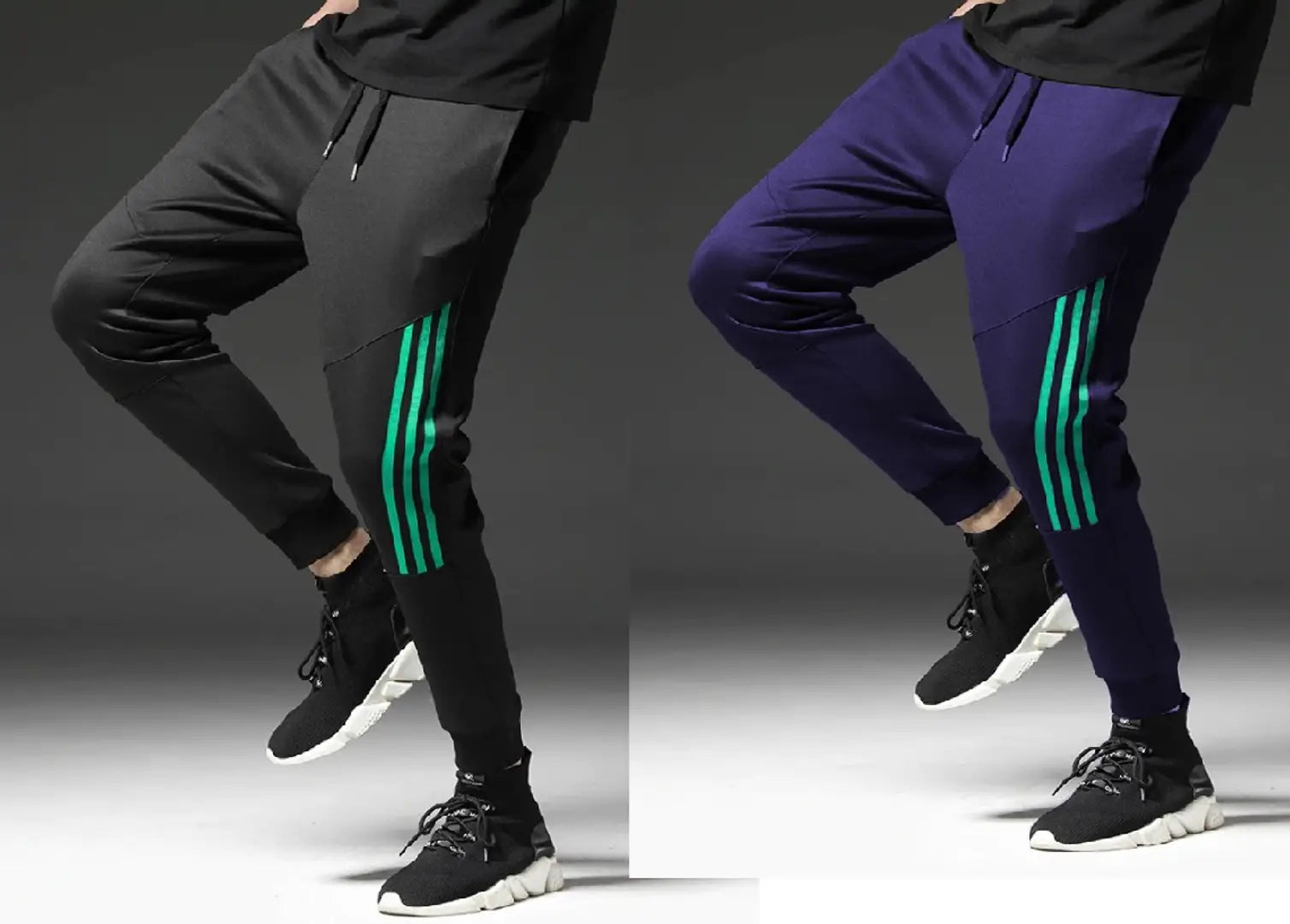 Men Multicoloured Solid Polyester Slim Fit Joggers (Pack of 2)