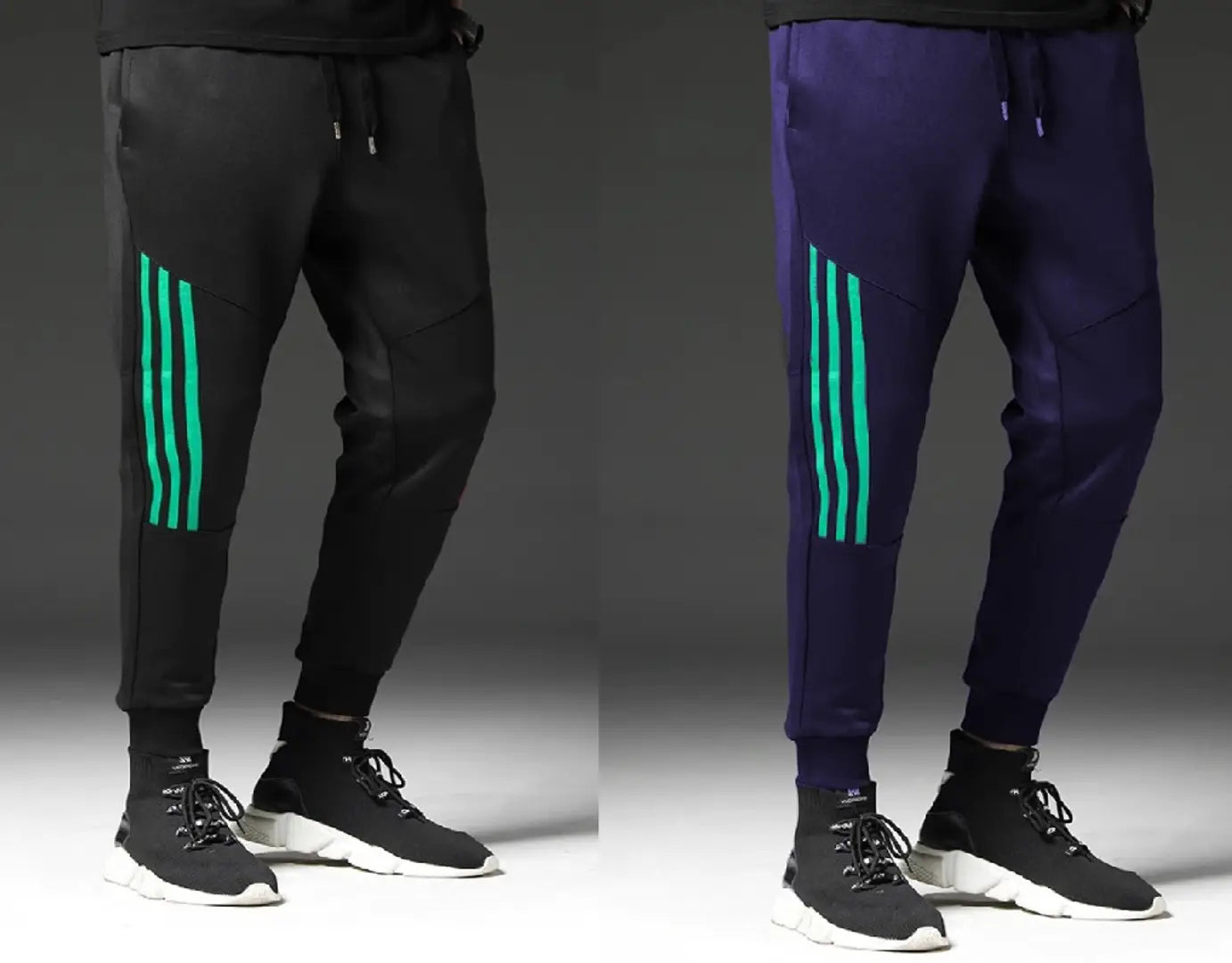 Men Multicoloured Solid Polyester Slim Fit Joggers (Pack of 2)