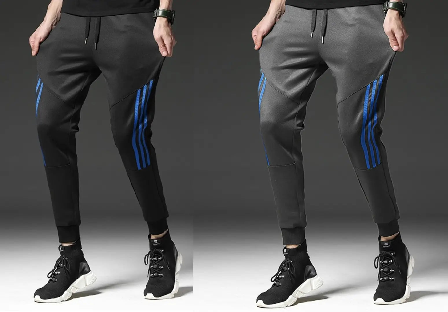 Men Multicoloured Solid Polyester Slim Fit Joggers (Pack of 2)