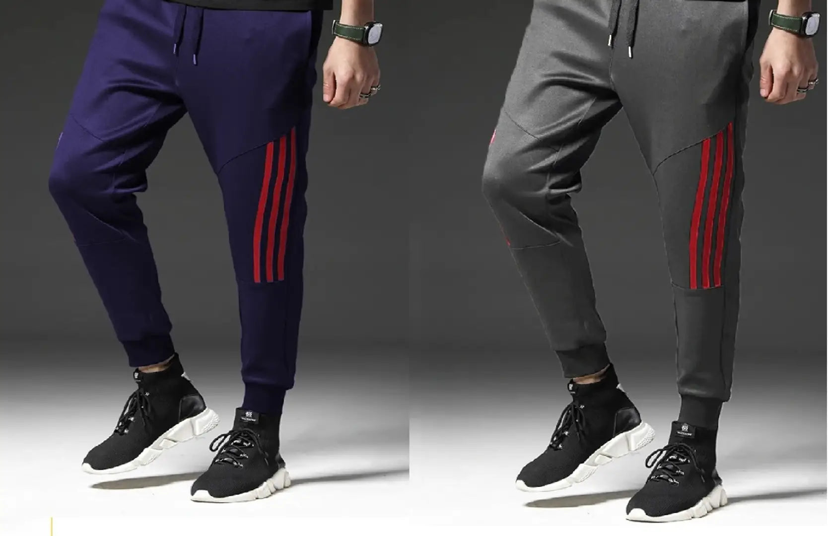 Men Multicoloured Solid Polyester Slim Fit Joggers (Pack of 2)