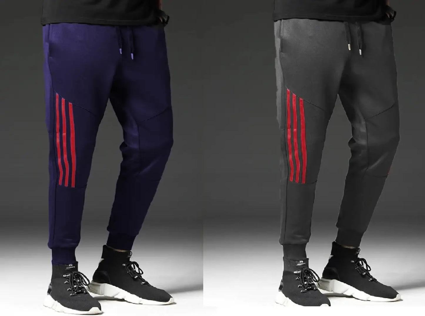Men Multicoloured Solid Polyester Slim Fit Joggers (Pack of 2)