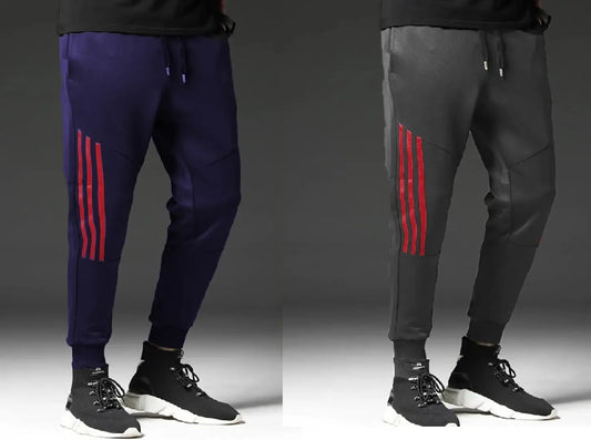 Men Multicoloured Solid Polyester Slim Fit Joggers (Pack of 2)