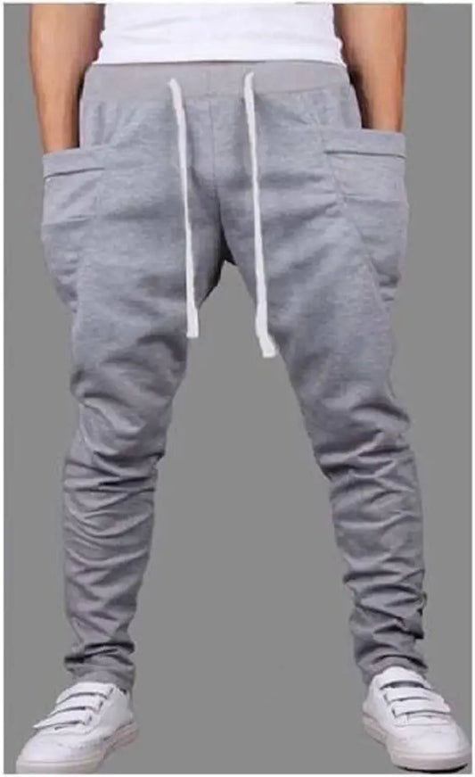 Stylish Grey Polycotton Solid Joggers For Men