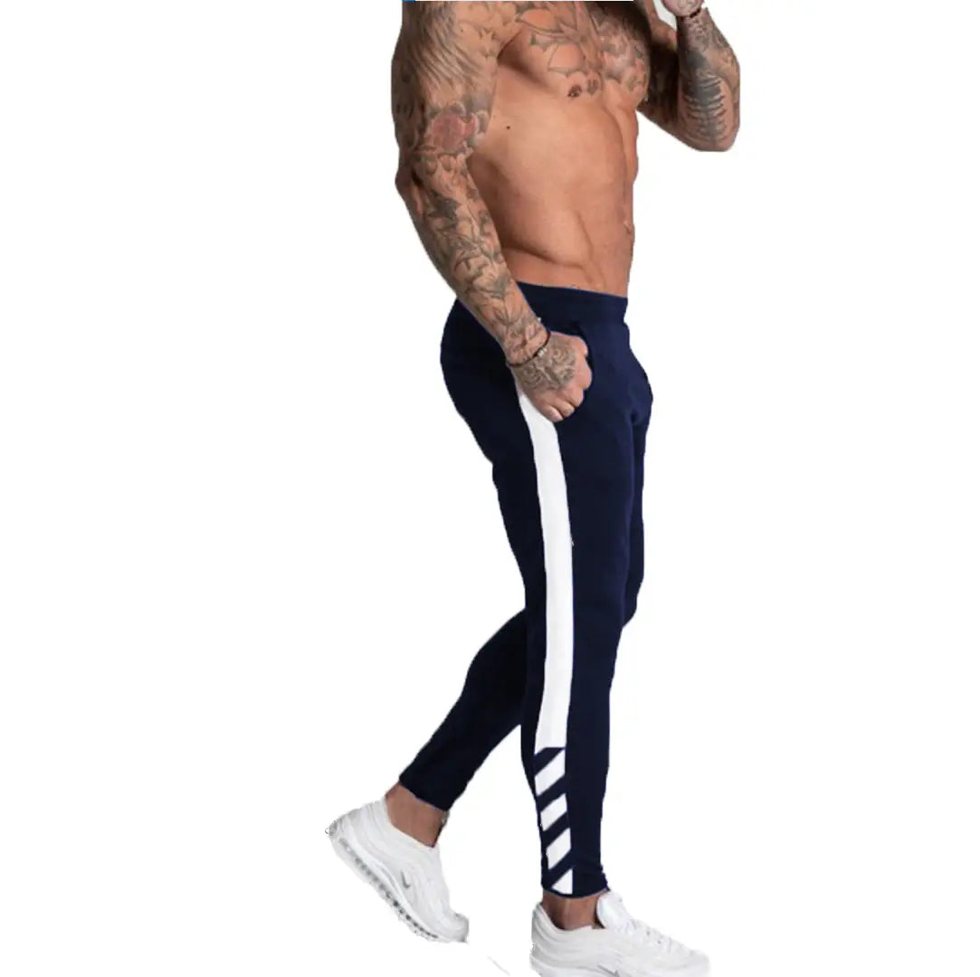 Stylish Navy Blue Polyester Slim Fit Joggers For Men