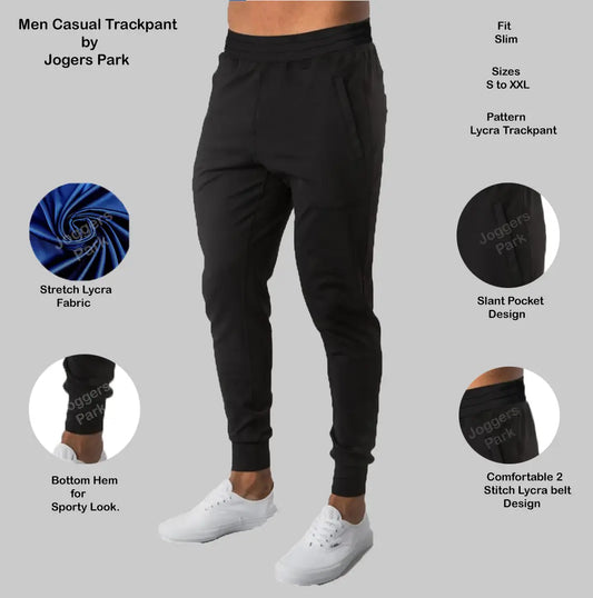 Stylish Black Polyester Solid Joggers For Men
