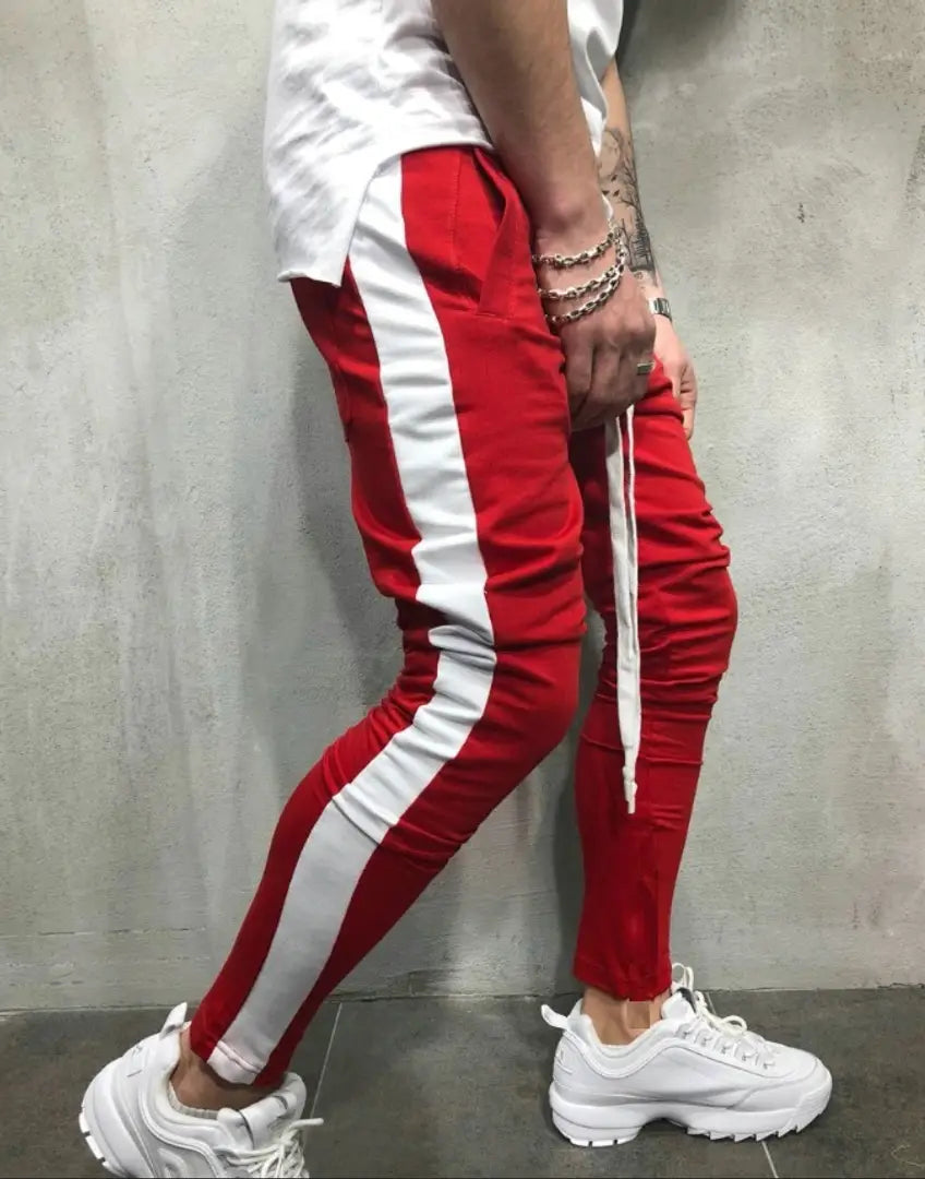 Stylish Red Cotton Blend Solid Joggers For Men