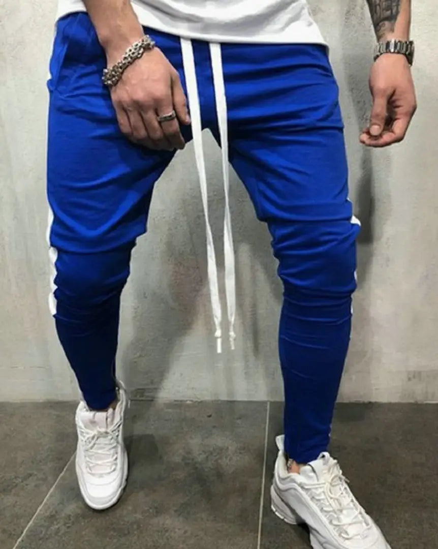 Stylish Blue Cotton Blend Solid Joggers For Men